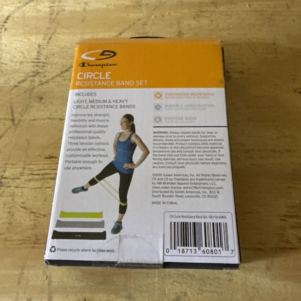 CHAMPION Exercise Circle Resistance Band ~ 3 Pack Set Light Medium & Heavy NEW